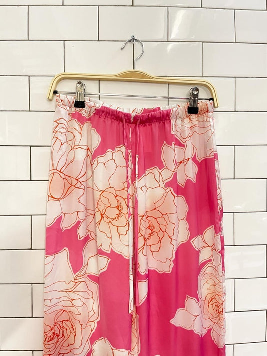 josie natori satin rose floral wide leg sleep set - good market thrift store