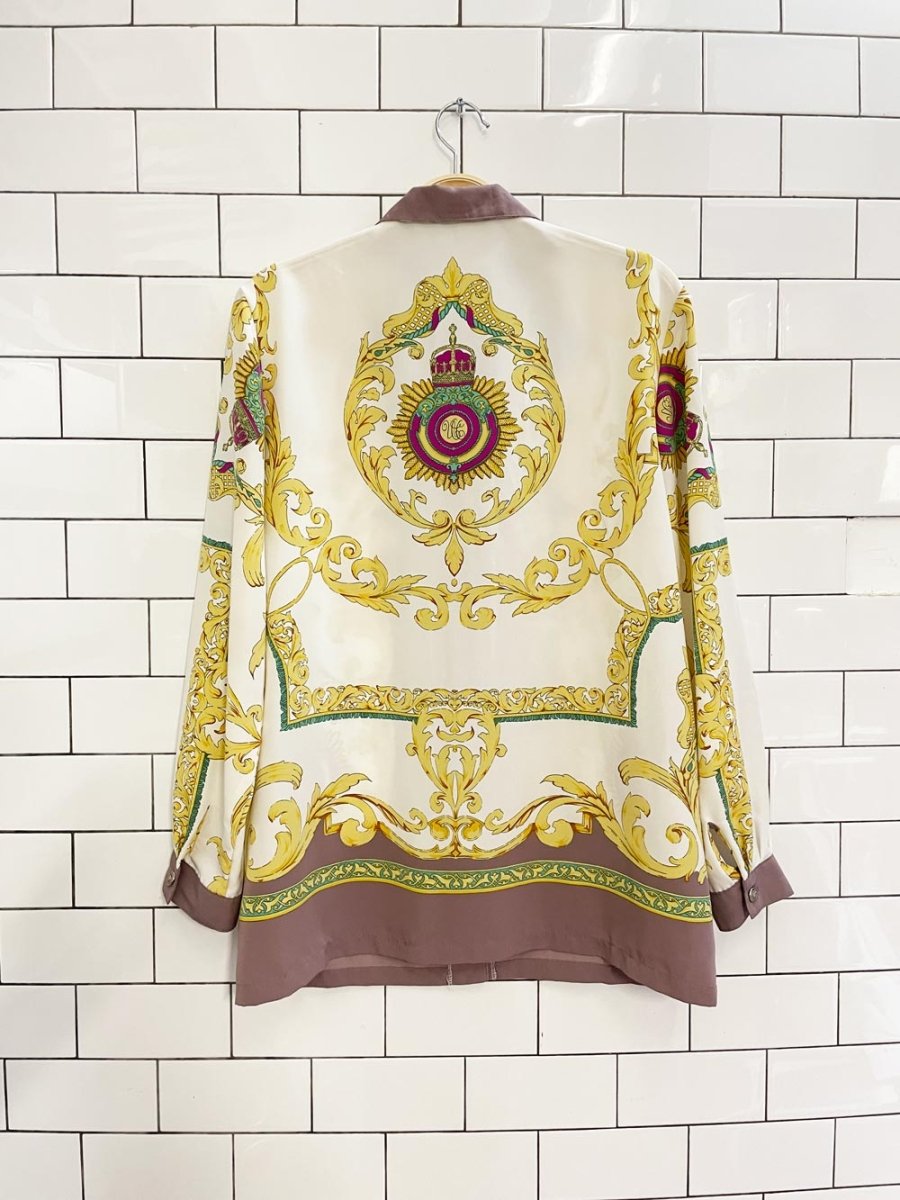 vintage wennas scarf print satin blouse - good market thrift store