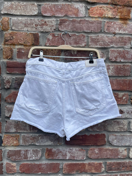 mng iconic cut off white denim shorts