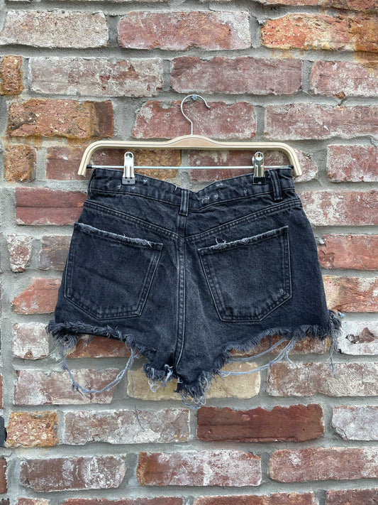 zara button fly cut off denim shorts