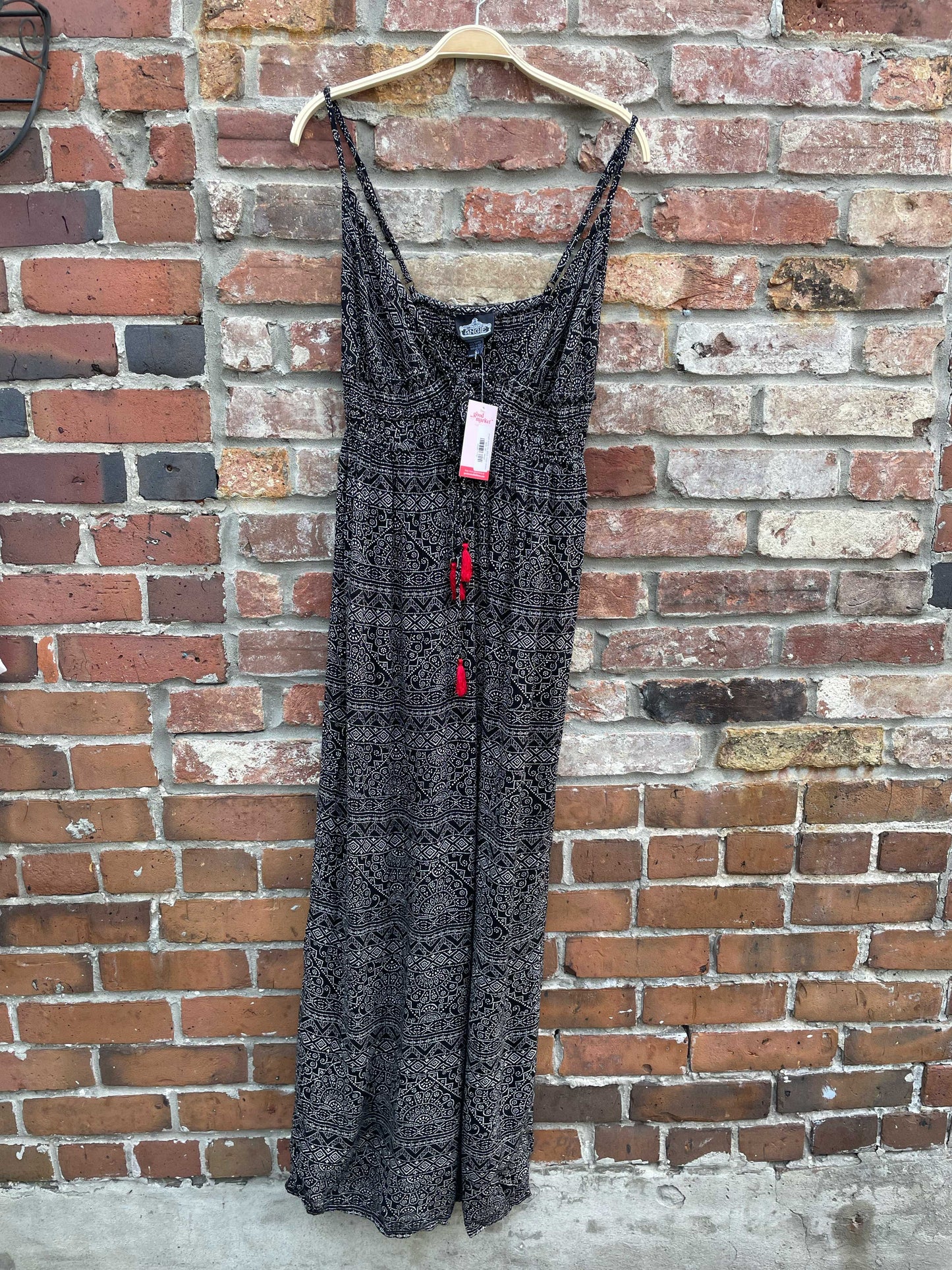 angie boho tie front maxi dress