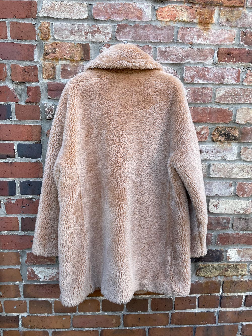topshop double breasted camel teddy coat