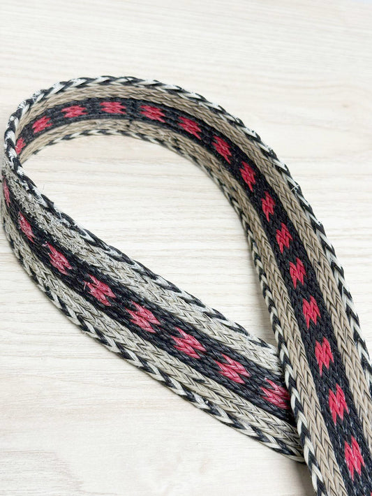 vintage leather trim woven western belt