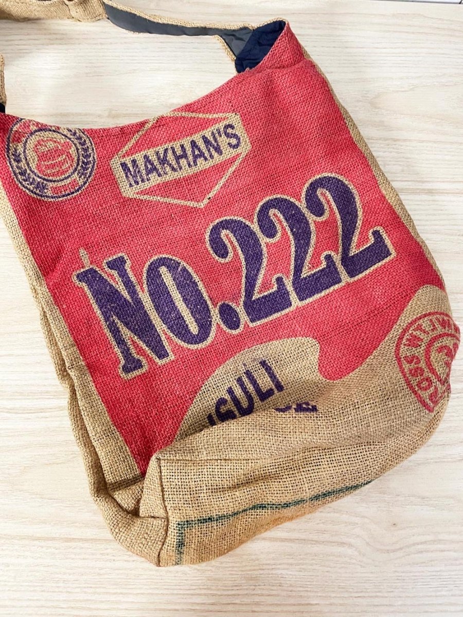 vintage handmade feed bag crossbody - good market thrift store
