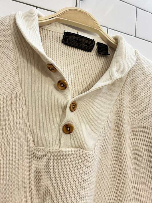 vintage 90s eddie bauer 1/4 button cottage knit sweater - good market thrift store