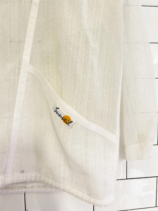 vintage 90s sunveil oversized mesh knit beach jacket - good market thrift store