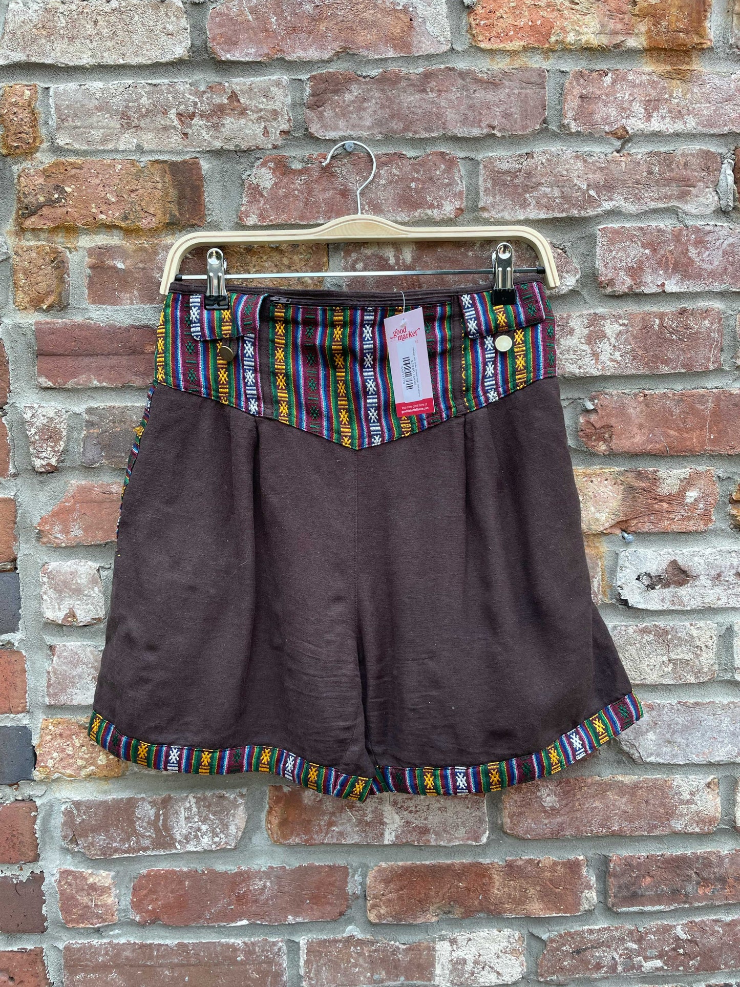 vintage ark boho woven high rise shorts