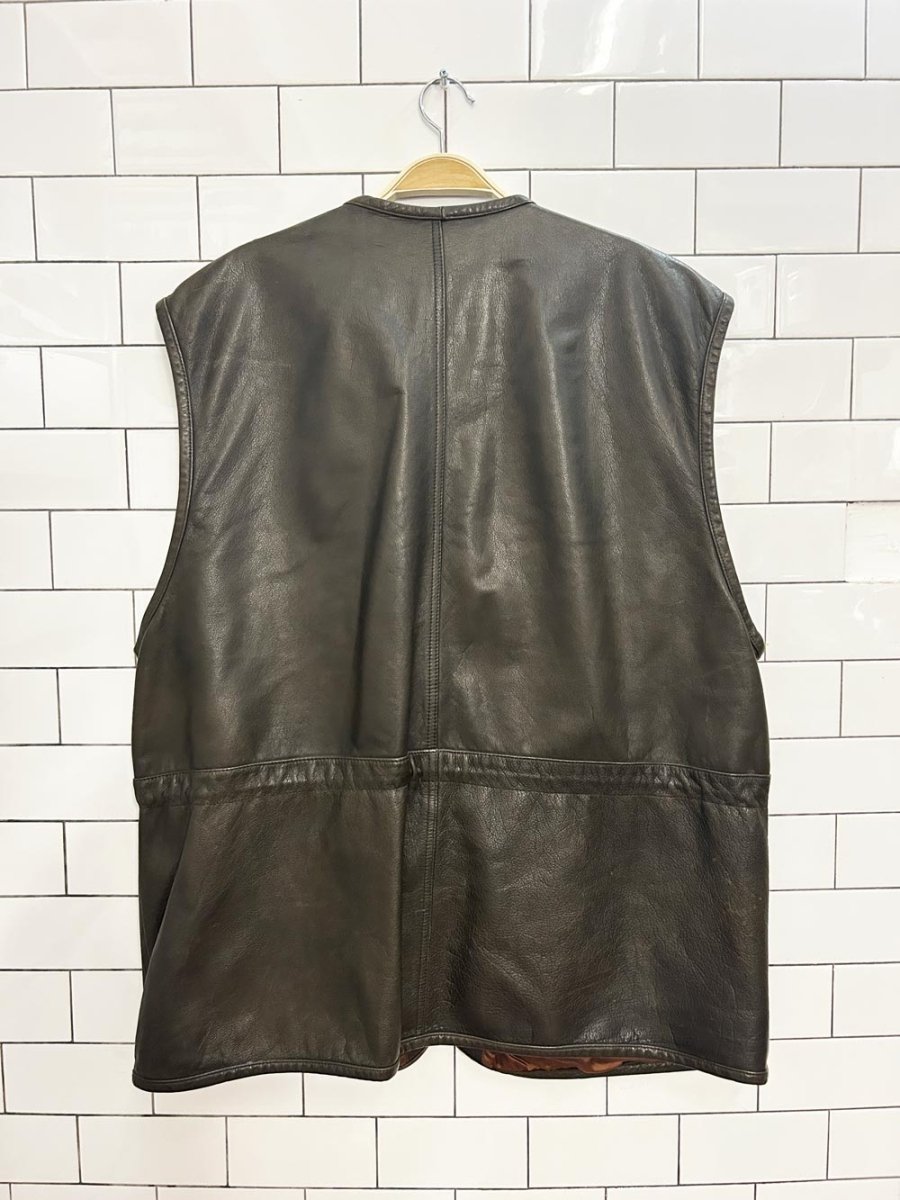 vintage 90s northern spirit wear leather utility vest - good market thrift store