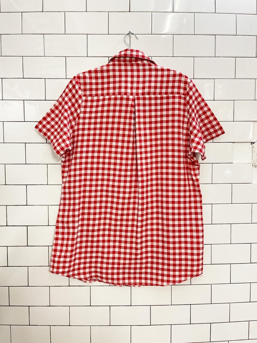 vintage picnic plaid gardening shirt - good market thrift store