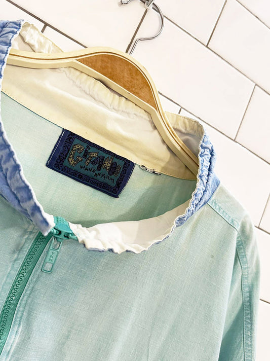 vintage 80s gitano wave rhythm 1/4 zip colour block pullover