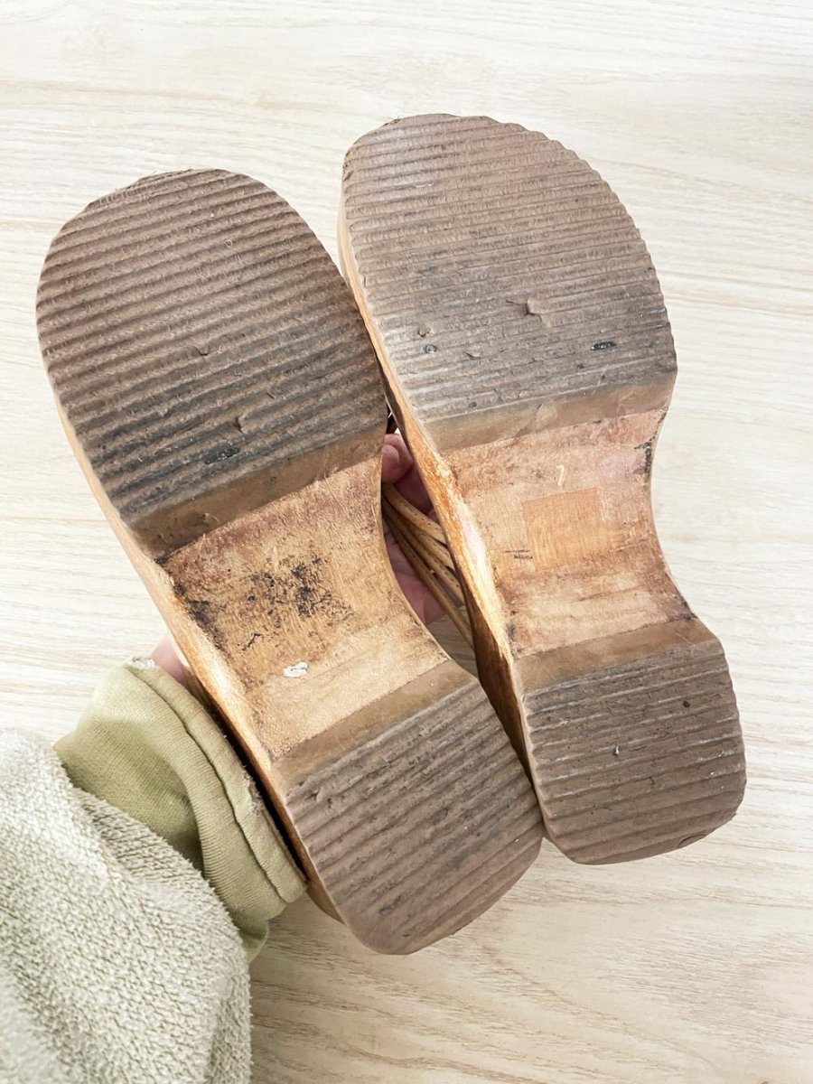 y2k candies wood clog thong platform sandals - good market thrift store