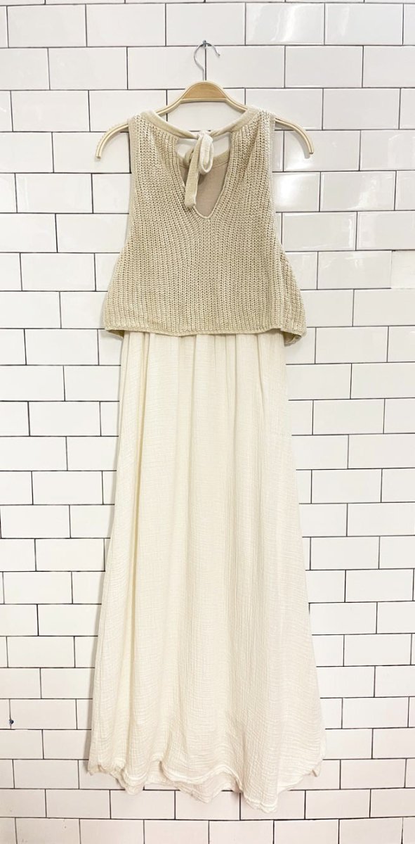 moth sandstone knit top gauze cotton maxi dress | anthropologie - good market thrift store