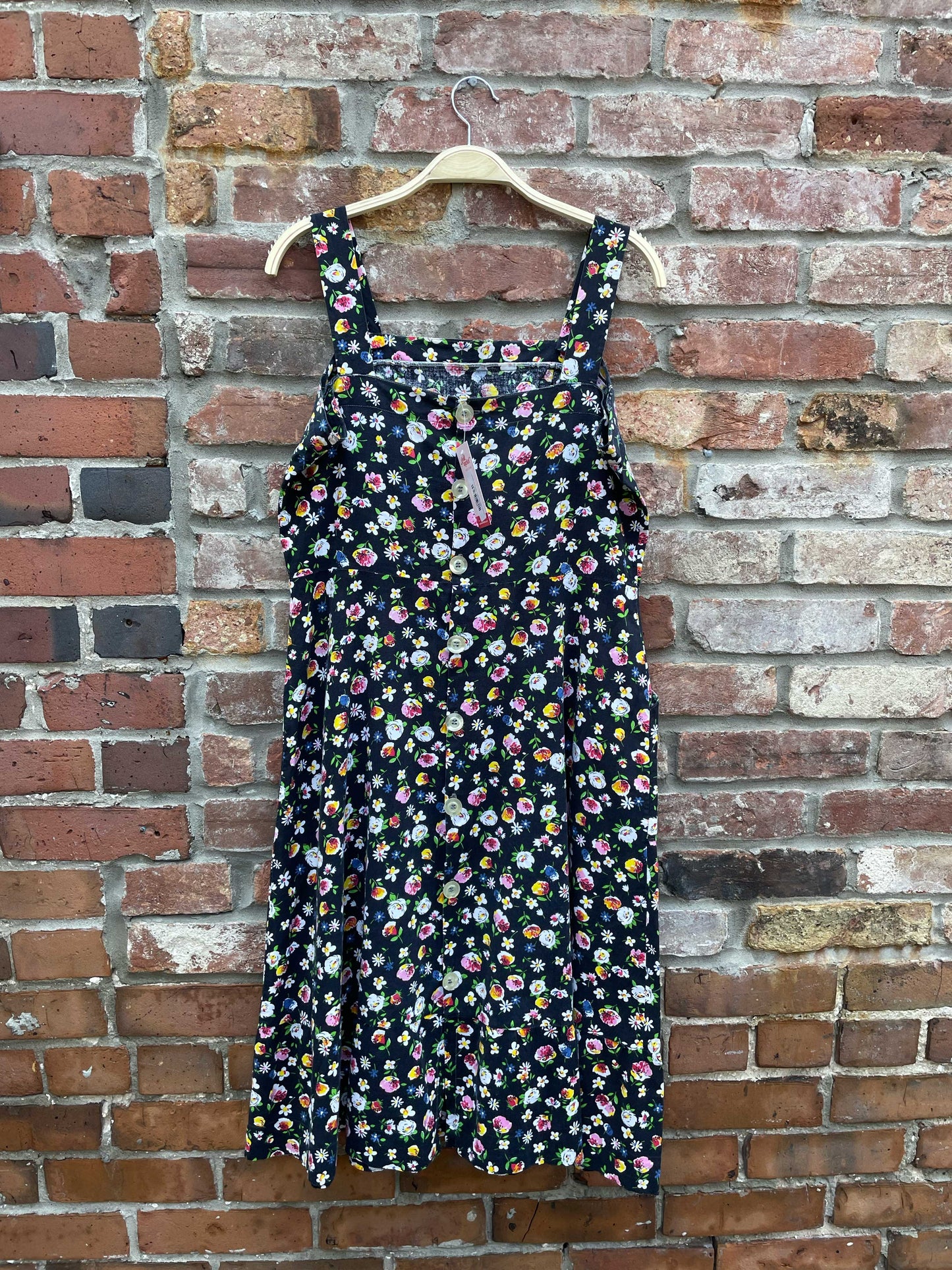 vintage floral country button back midi dress