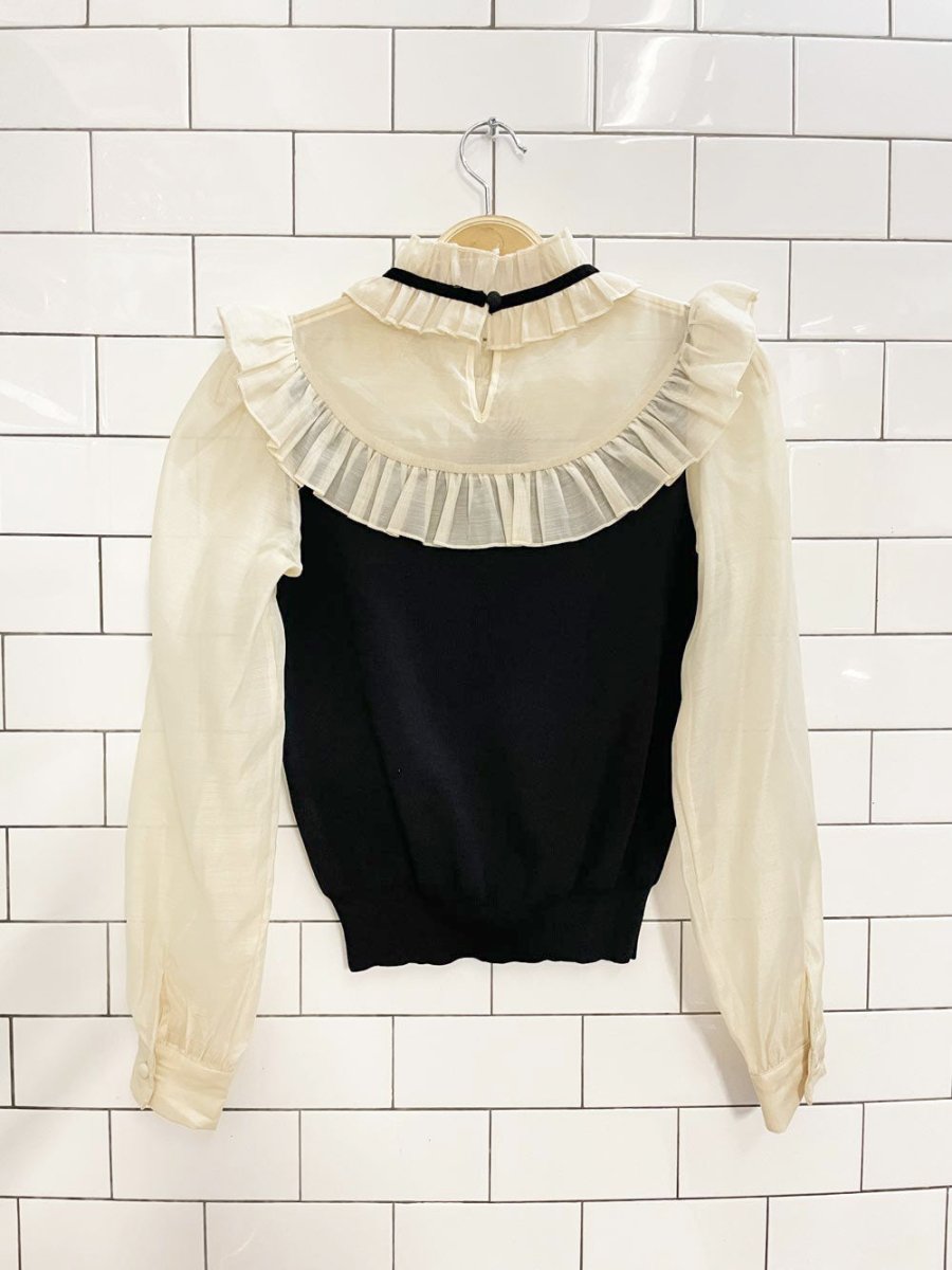 zara chiffon big collar knit body blouse - good market thrift store