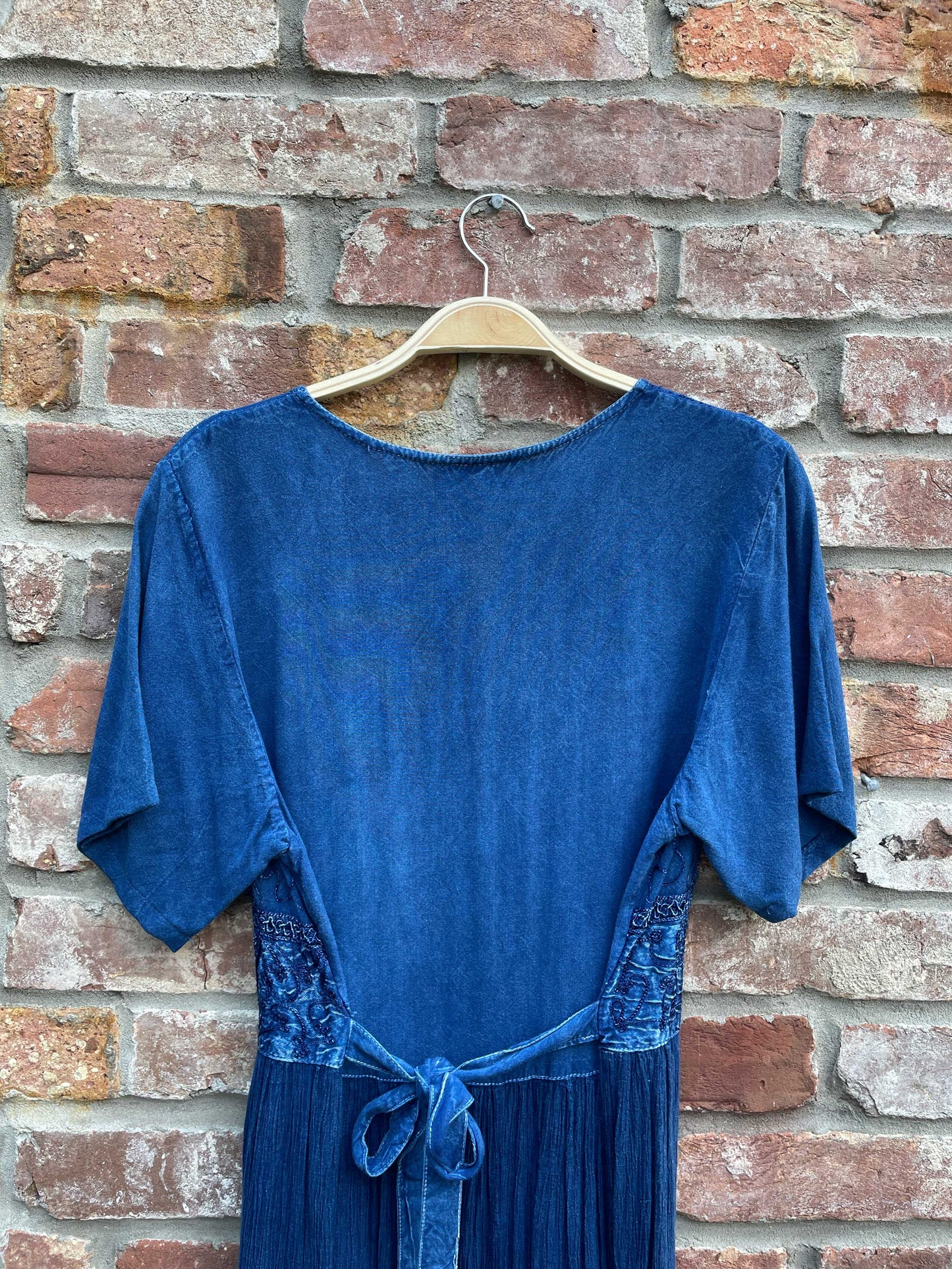 vintage nikky embroidered boho midi shirt dress