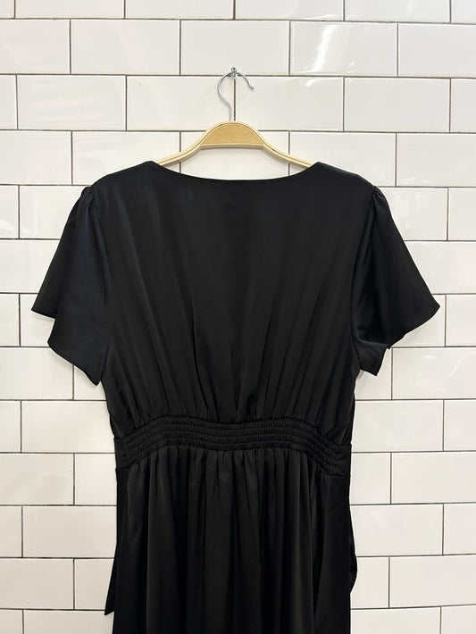 baltic born short sleeve satin midi dress - good market thrift store