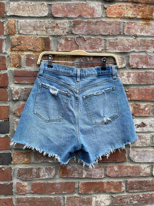 abercrombie high rise dad cutt off jean short