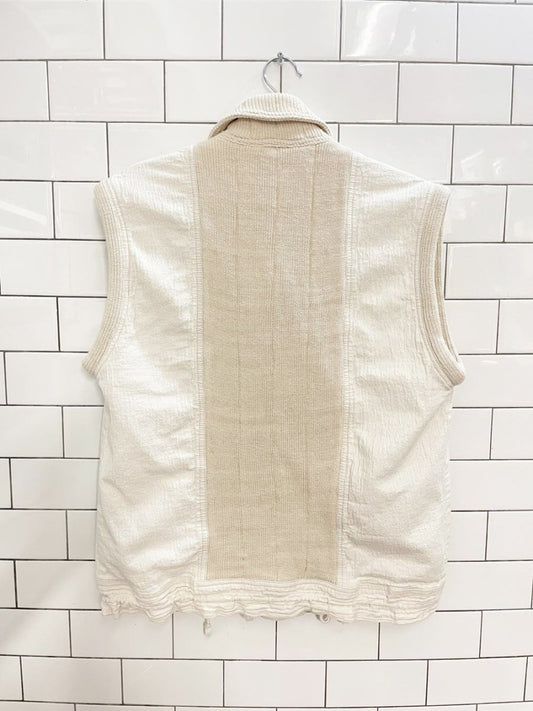 vintage 80s sasson knit trim textured cotton vest - good market thrift store