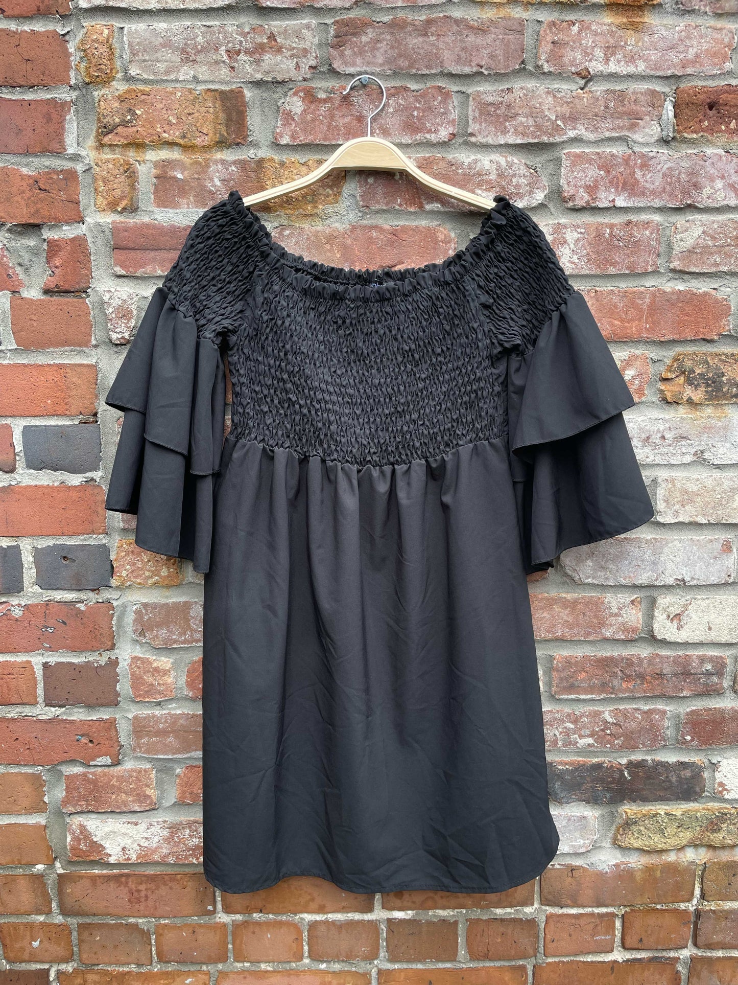 boohoo smocked top ruffle sleeve mini dress