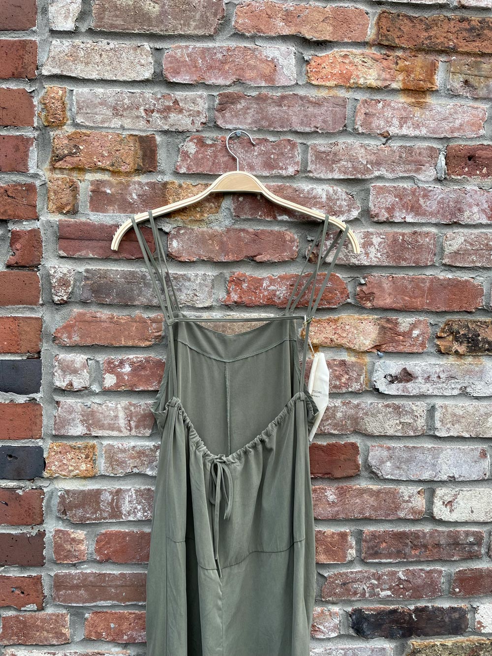 nwt aboutsome minimal sage tie back overalls