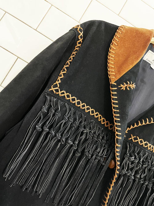 vintage 80s emporio della pelle suede fringe rancher jacket | made in Italy