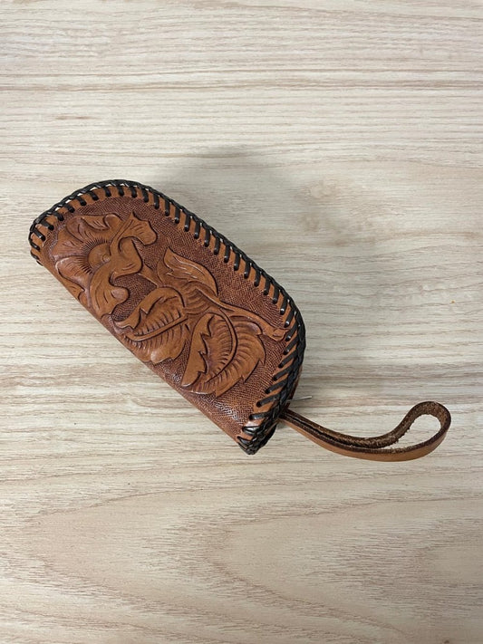 boho tooled leather sunglass case - good market thrift store