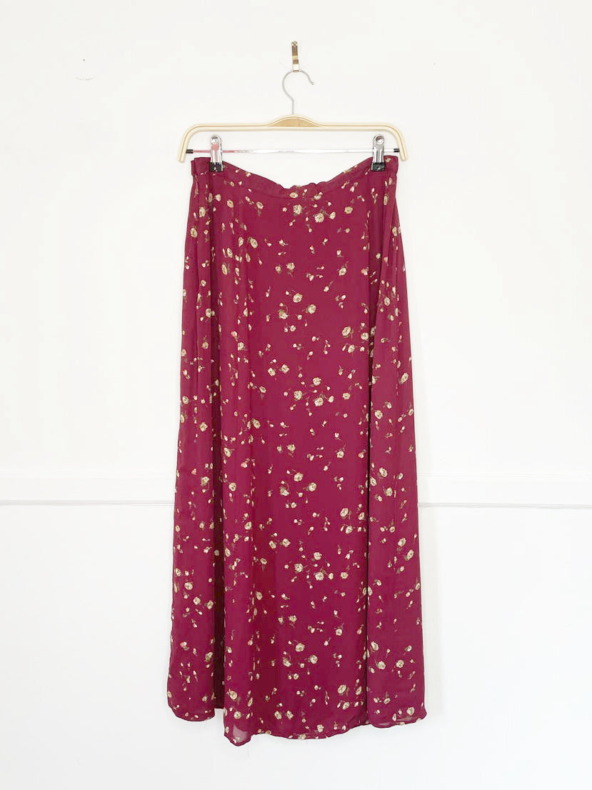 vintage 00s laura ashley micro floral midi skirt