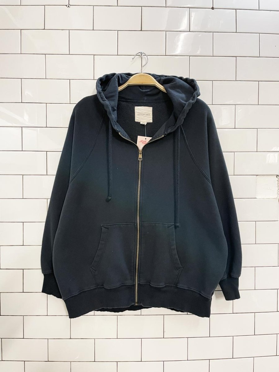 ae oversized cozy fleece full zip hoodie - good market thrift store