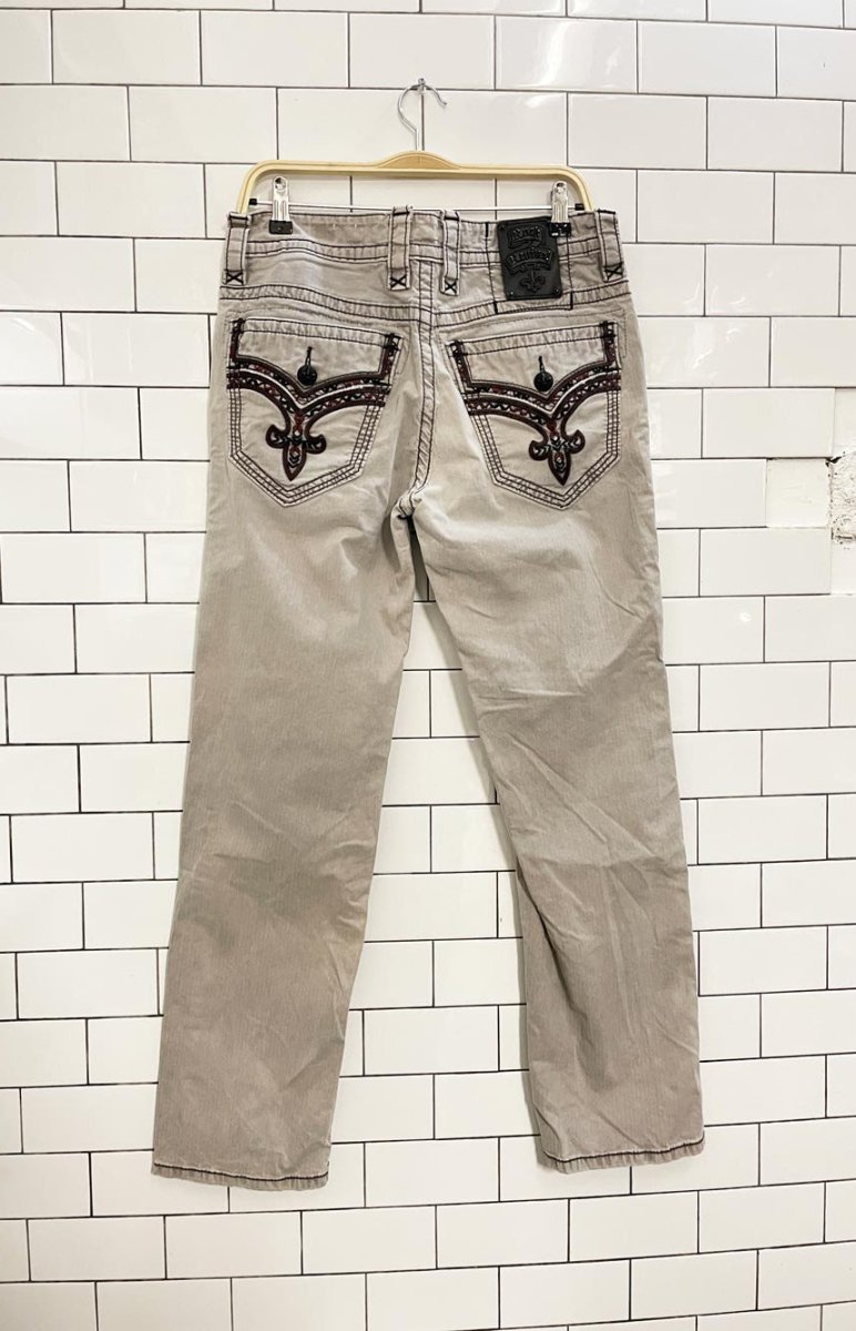 y2k rock revival grey straight pant - good market thrift store