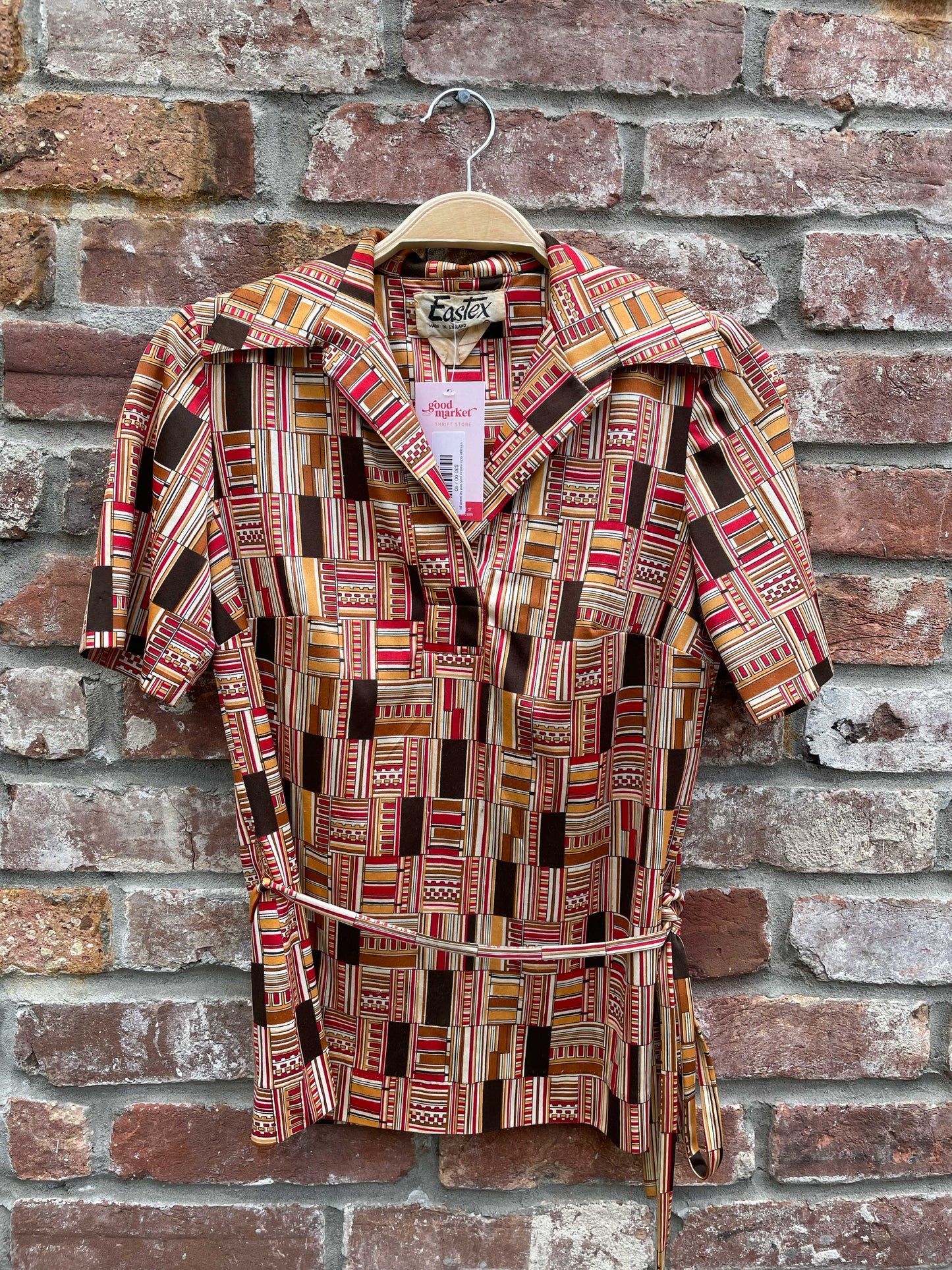 vintage 60's eastex poly knit tie waist polo