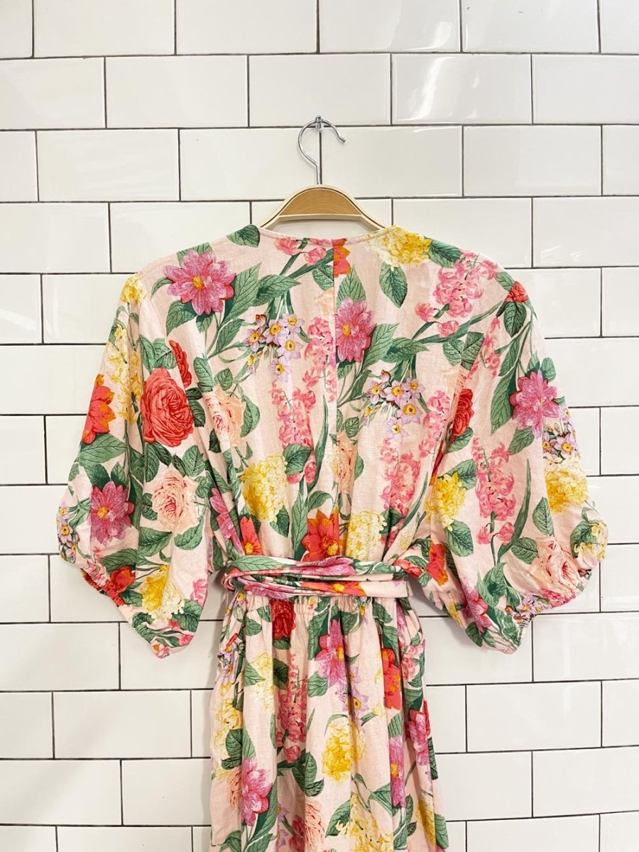 old navy linen - blend floral midi dress - good market thrift store