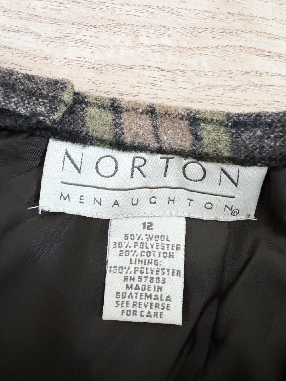 vintage 00s norton mcnaughton wool-blend plaid fringe maxi skirt