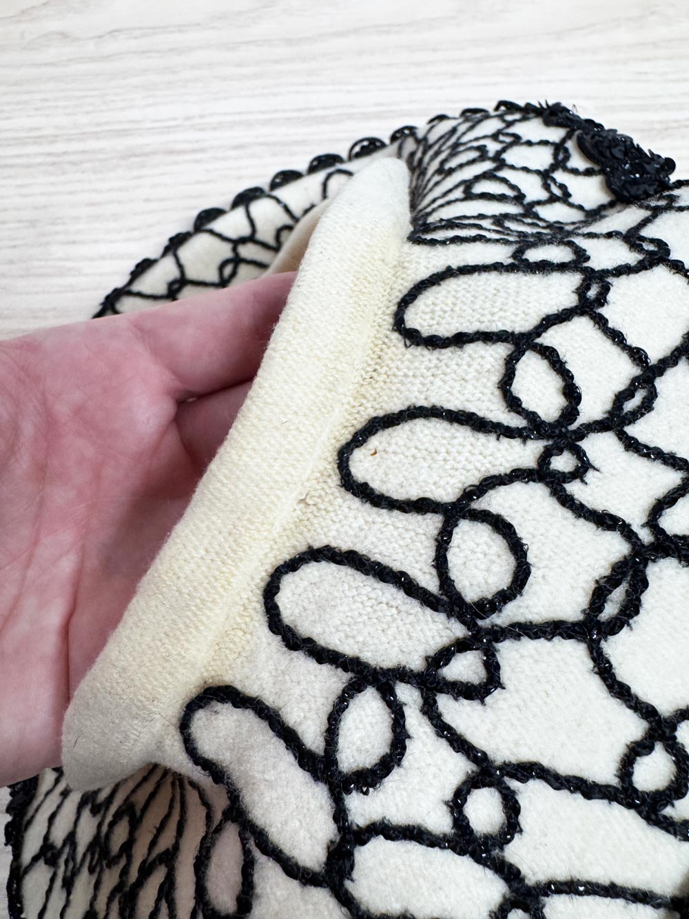 vintage wool sequin trim embroidered french beret