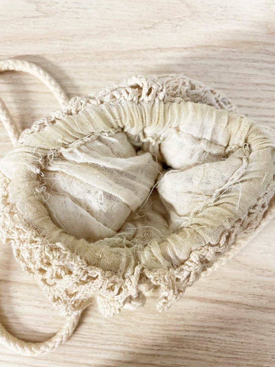 vintage crochet bucket bag shoulder bag - good market thrift store