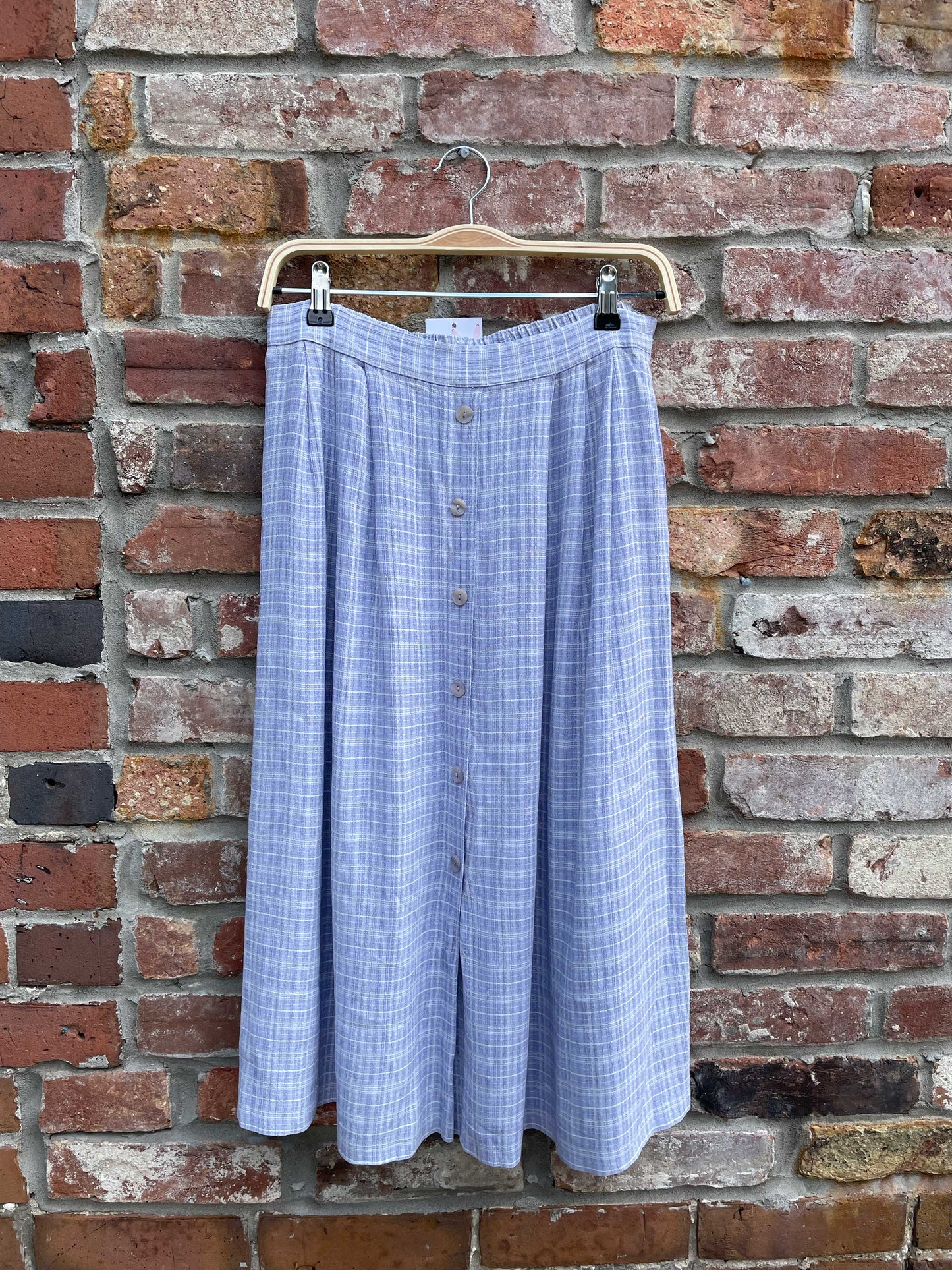 vintage lindor farm plaid button midi skirt