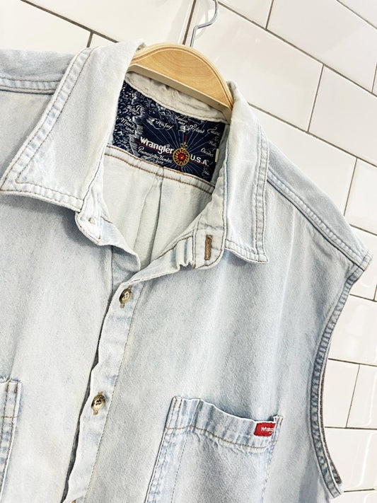 vintage wrangler sleeveless denim shirt - good market thrift store