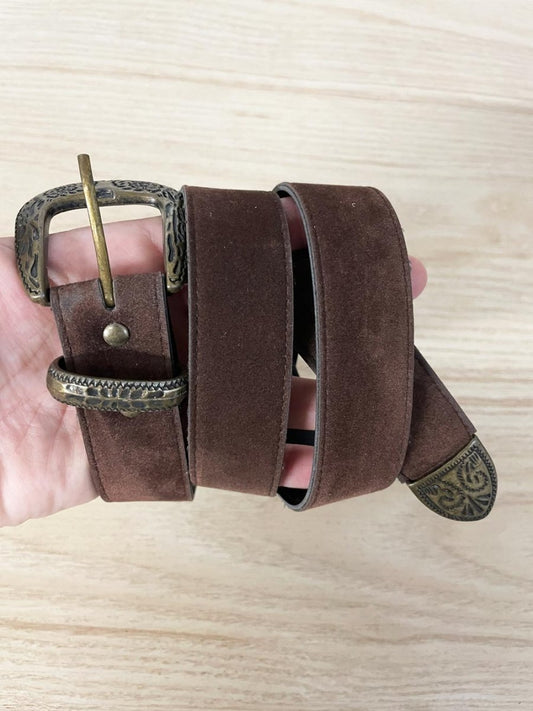vintage western buckle velvet belt - good market thrift store
