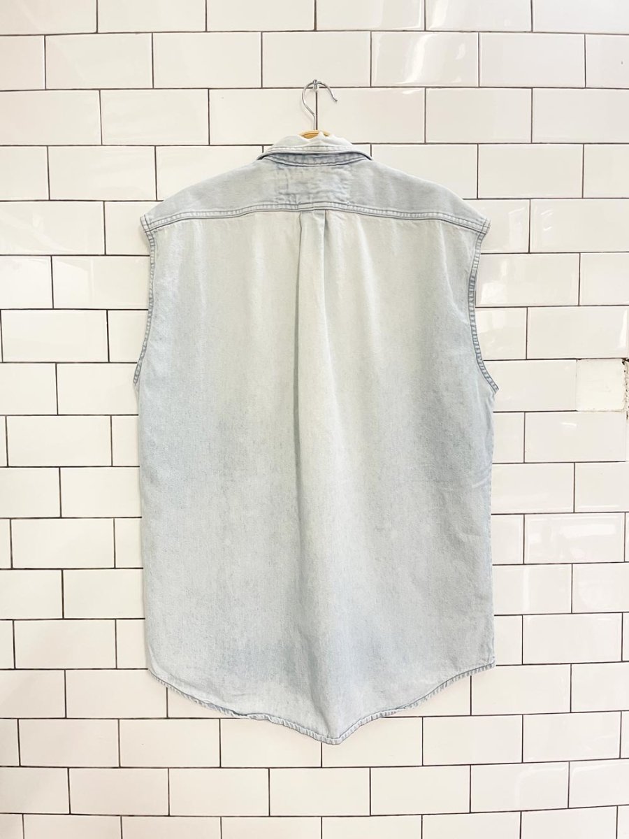 vintage wrangler sleeveless denim shirt - good market thrift store