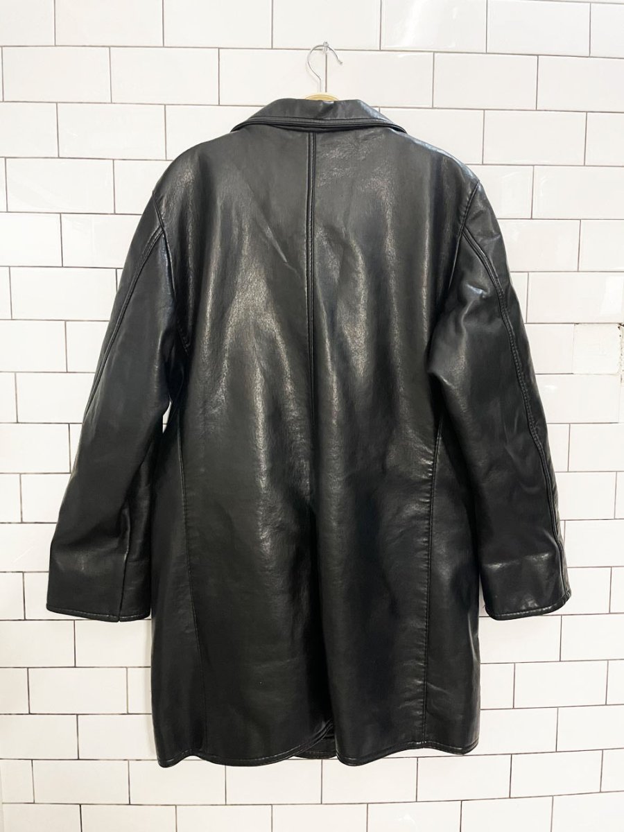 vintage GV made in Italy faux leather long shirt jacket - good market thrift store