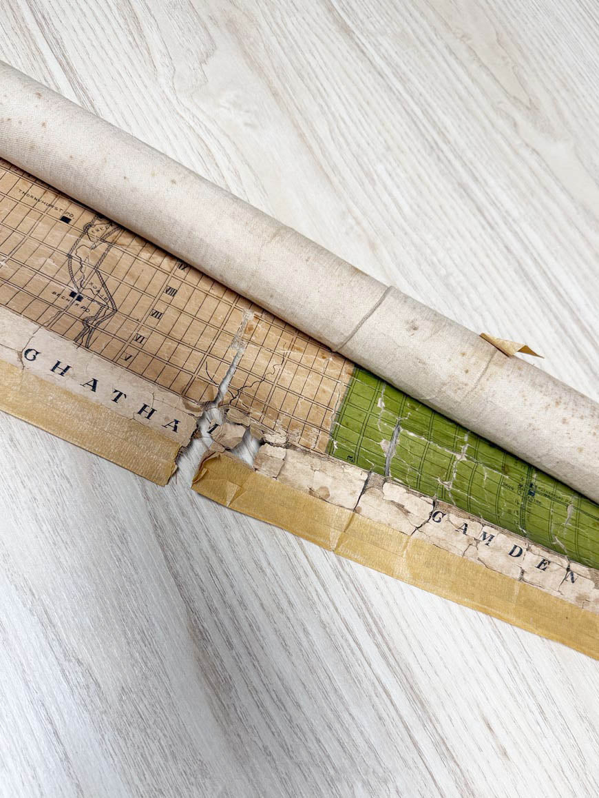 antique 1896 lambton county roll-up map | ontario, lake huron