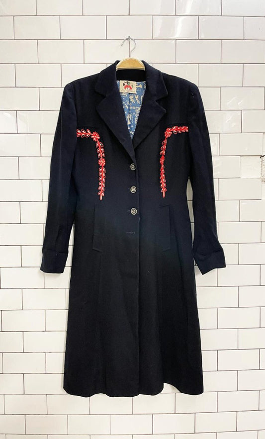 vintage 40s lanz of salzburg austrian embroidered wool coat - good market thrift store