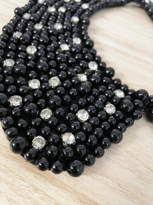 black beaded collar necklace - good market thrift store