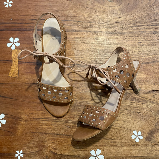 stuart weitzman circlar toffee leather sandals - size 7