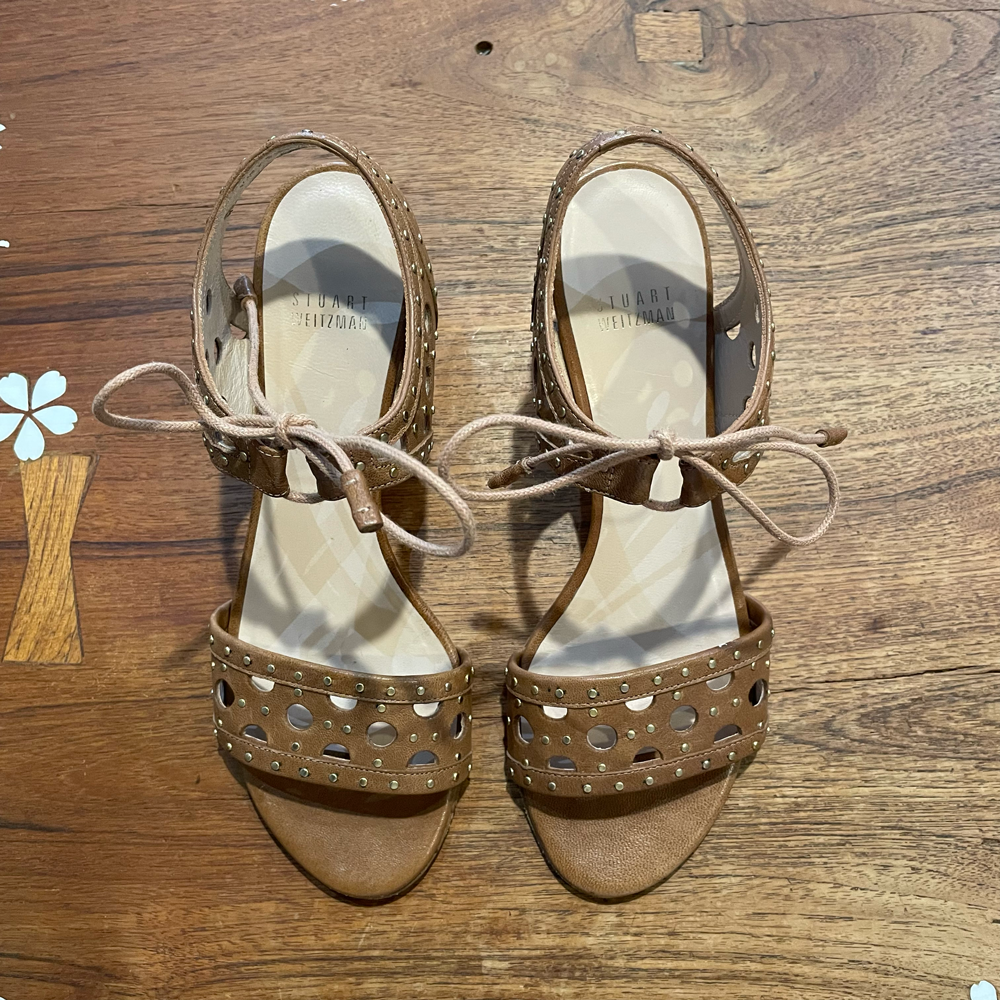stuart weitzman circlar toffee leather sandals - size 7