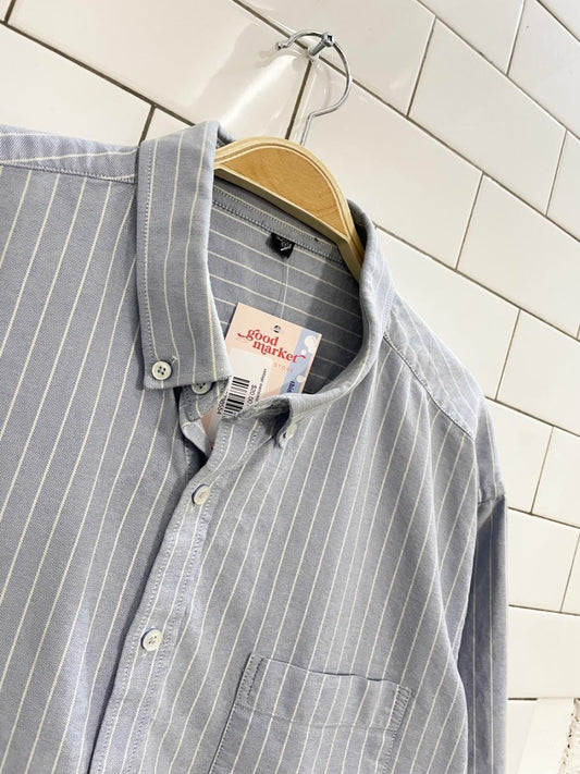 vintage oversized blue stripe boyfriend shirt - good market thrift store