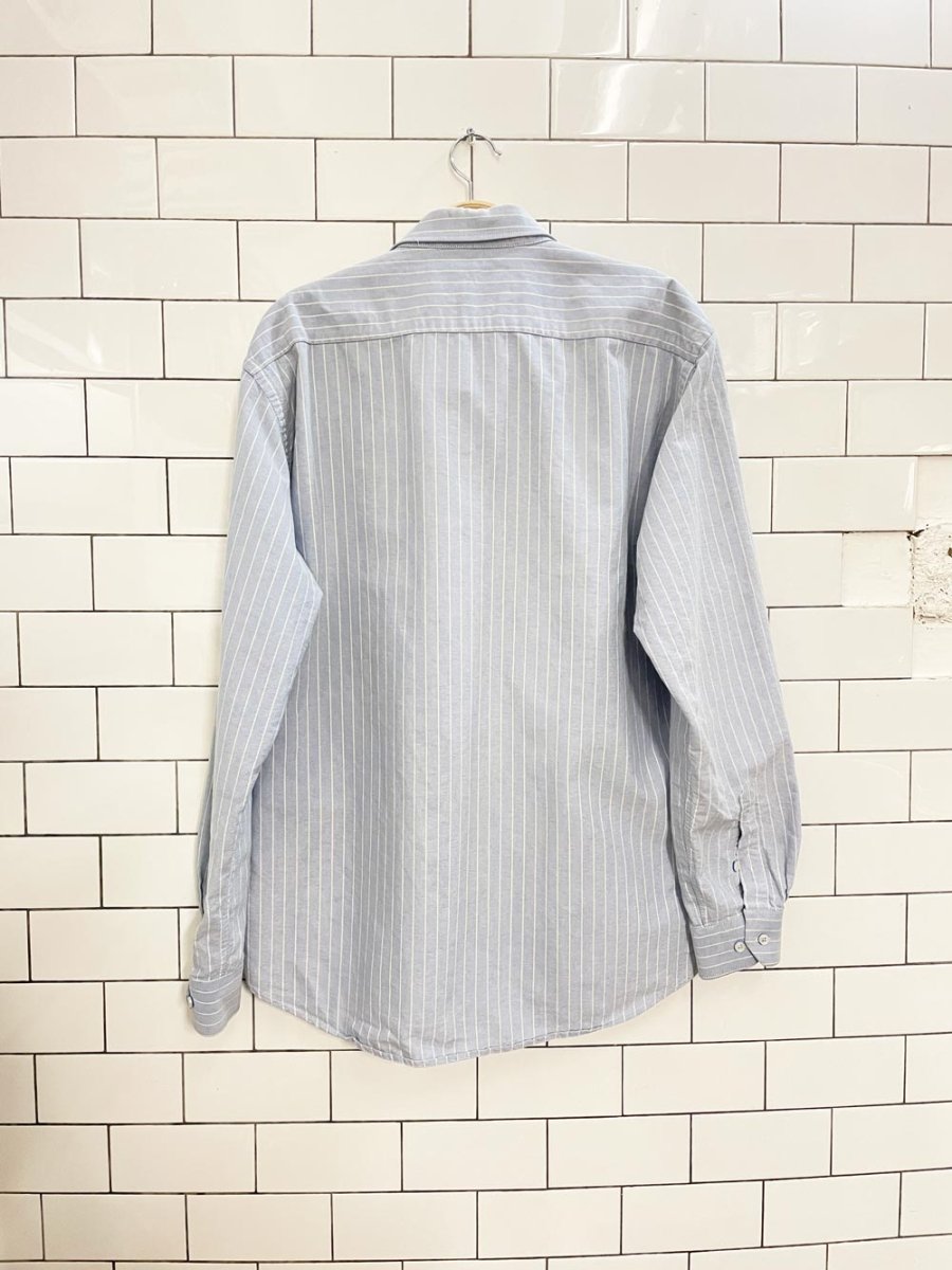 vintage oversized blue stripe boyfriend shirt - good market thrift store