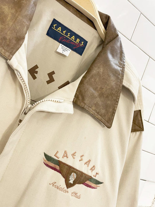 vintage caesars palace aviator club bomber jacket - good market thrift store
