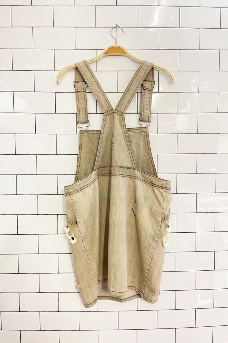 embellished flowers denim overall jumper - good market thrift store