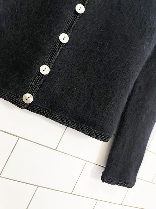 vintage 00s jeselle wool - angora crochet trim knit cardigan - good market thrift store