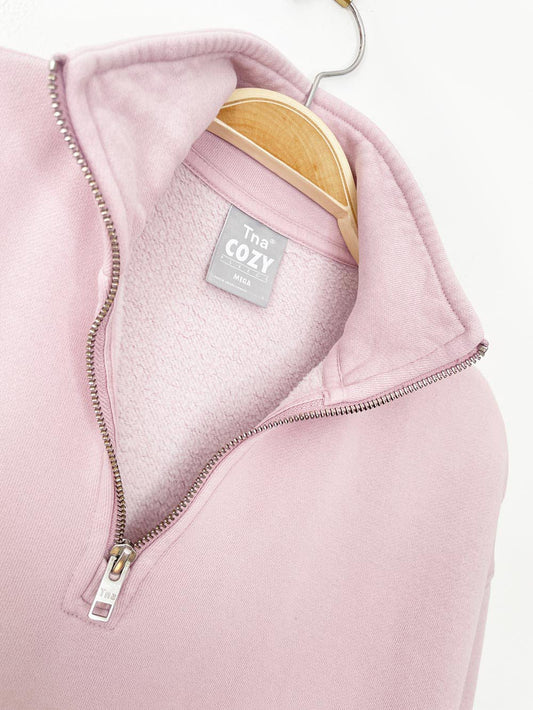 tna cozy mega fleece 1/4 zip sweatshirt | aritzia